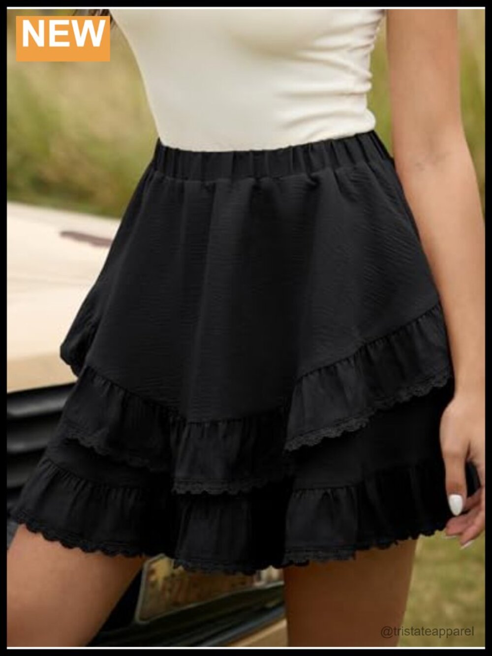 Flowy Skort with Built-in Shorts for Women, A-Line Ruffle Hem, Tennis Golf - Picture 3 of 6